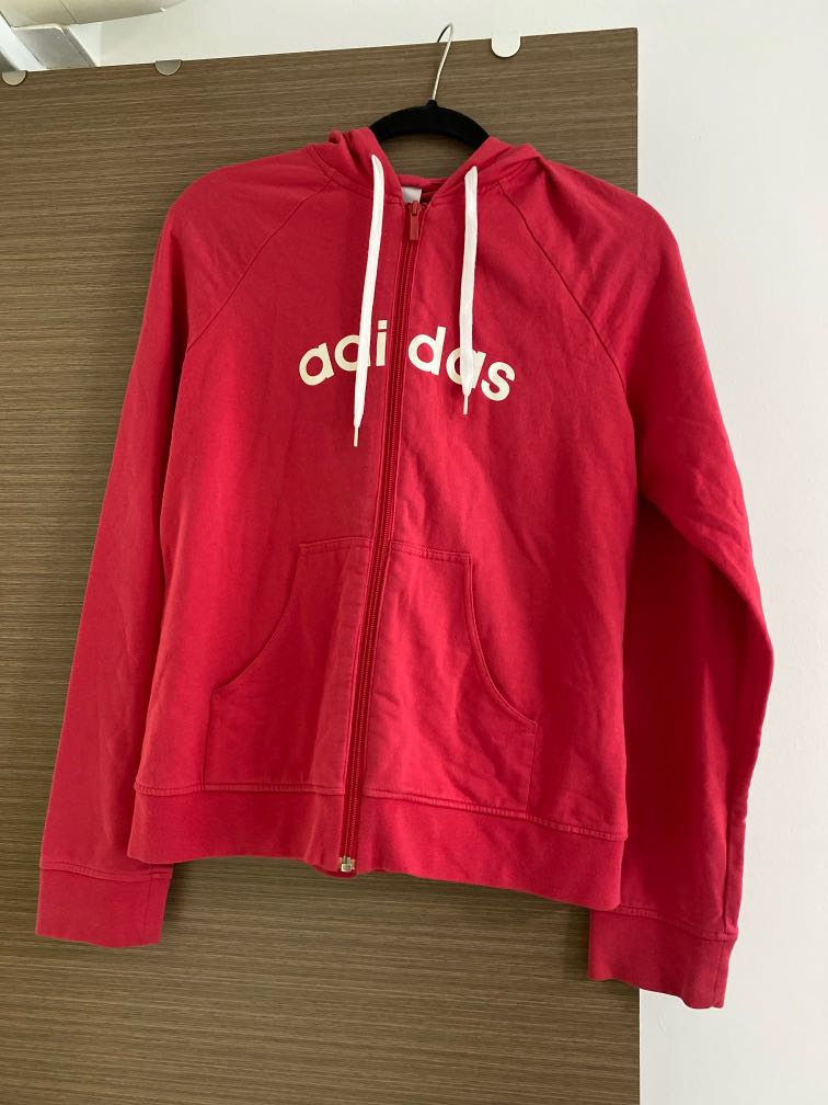 ADIDAS Jacket with Hoodie in Hot Pink 