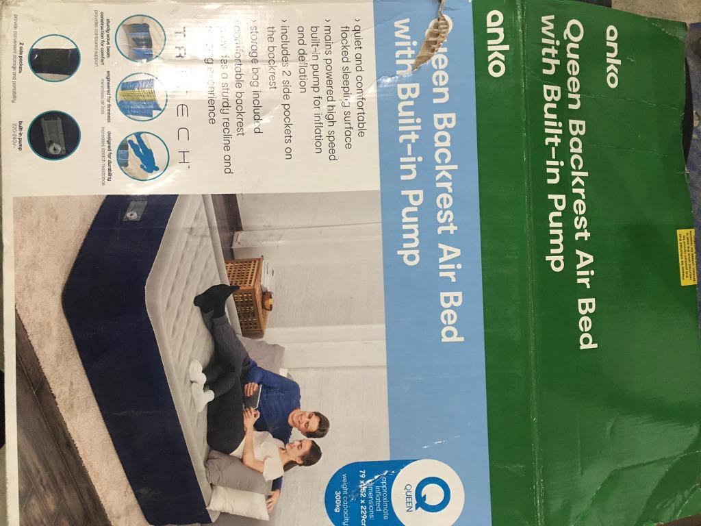 Anko Queen BackRest Air Bed with Builtin Pump, Furniture & Home Living, Furniture, Bed Frames