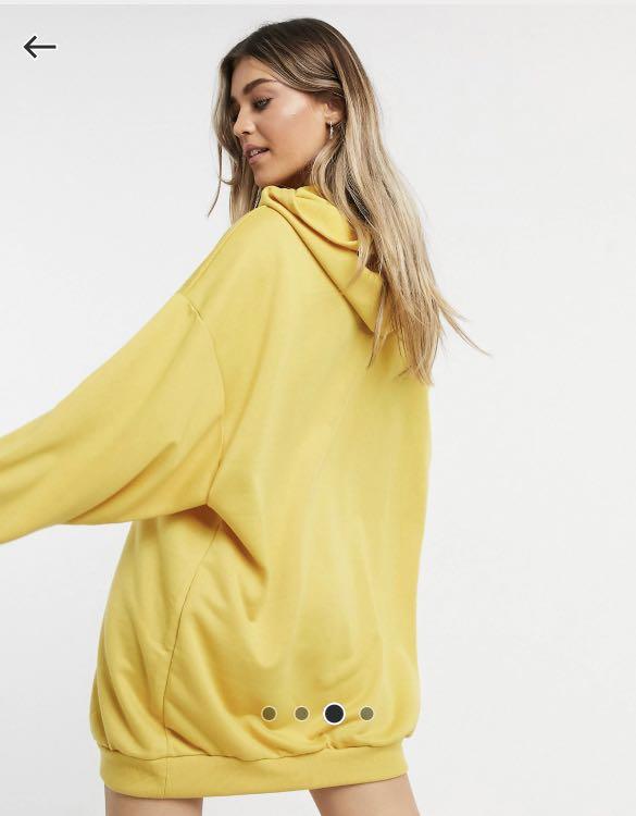 ASOS oversized mini sweatshirt hoodie dress in yolk yellow