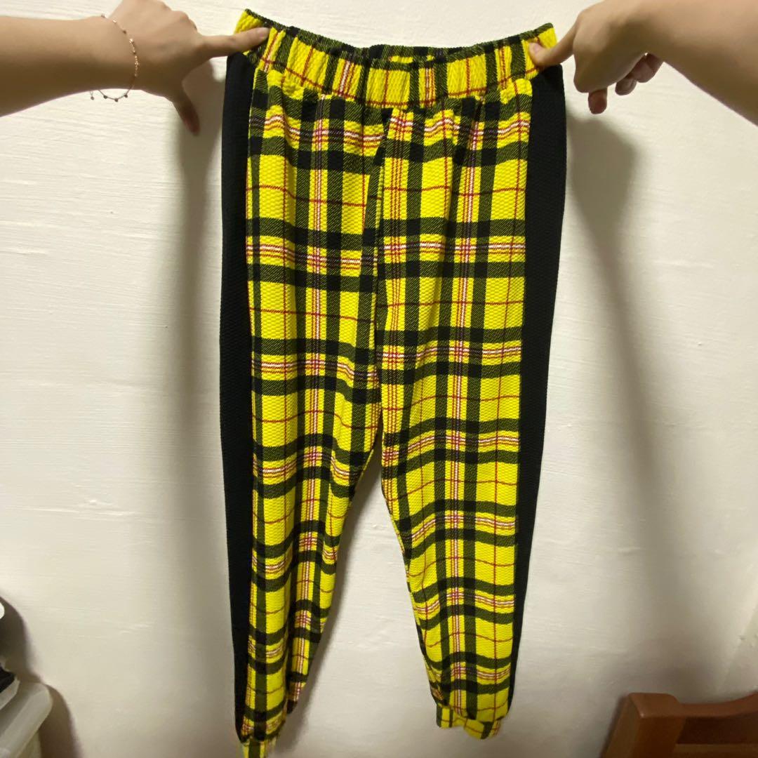 Yellow store checkered sweatpants