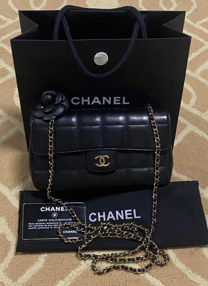 Chanel Camellia Full Flap Black Chocobar Quilted Leather with 3