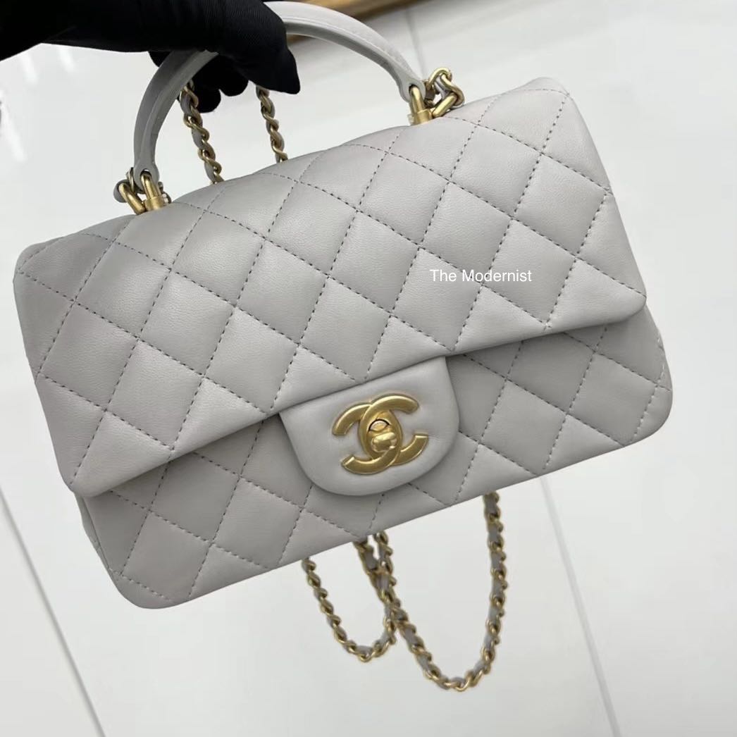 Chanel mini discount flap bag grey