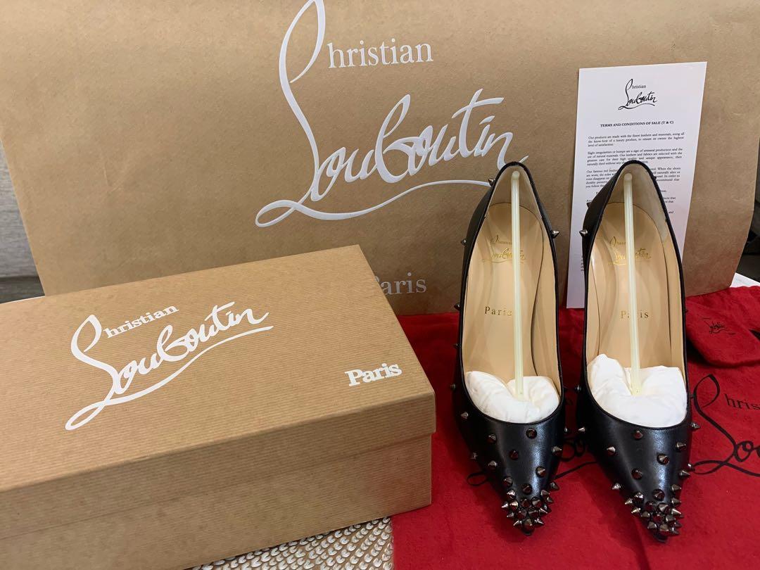 Authentic Christian Louboutin Degraspike Black Leather Pumps