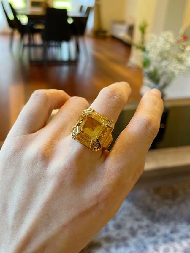 Authentic Michael Hill 18K diamond citrine ring