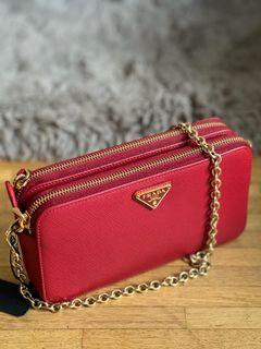 Authentic Prada Saffiano Double Zip Shoulder / Crossbody Bag