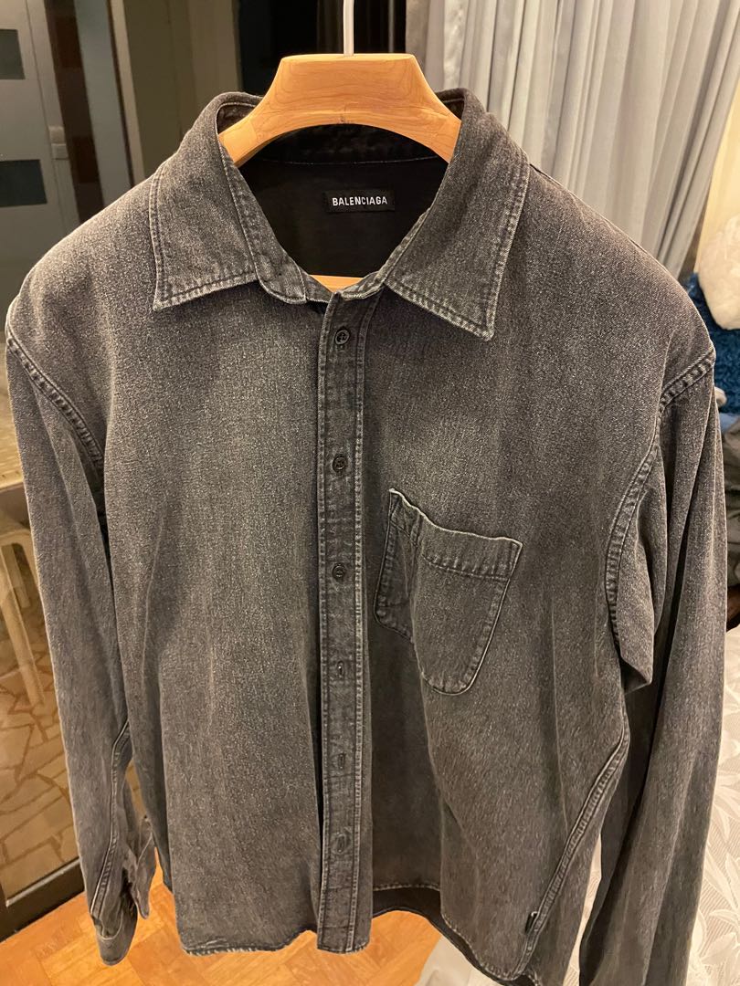 Balenciaga Denim Shirt, Men's Fashion 
