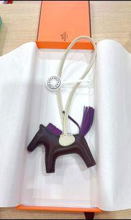 BNIB Hermes Rodeo PM charm- Rouge Sellier / Violet / Craie
