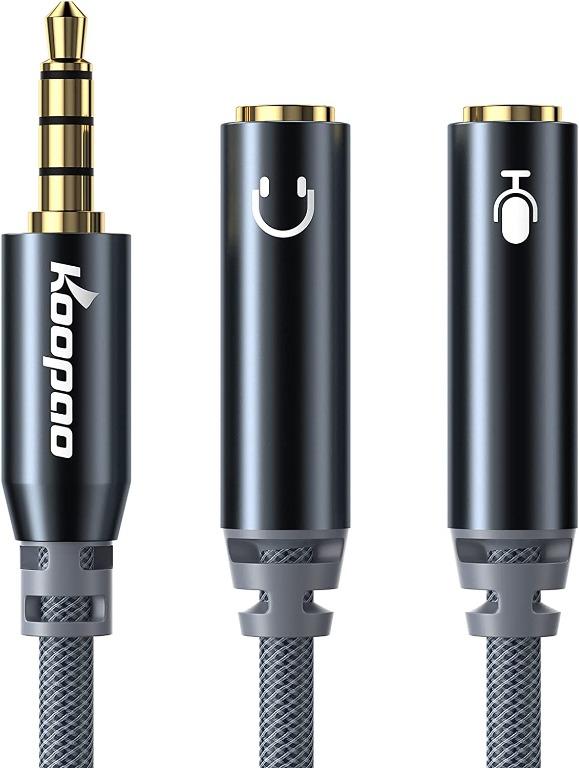 KOOPAO 3.5mm Headphone Jack Splitter, Auxiliary Audio Splitter, 1 Male to 2  Female Jacks, Compatible with Most Devices