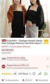 Black CARDIGAN HOODIE CLOUWNY