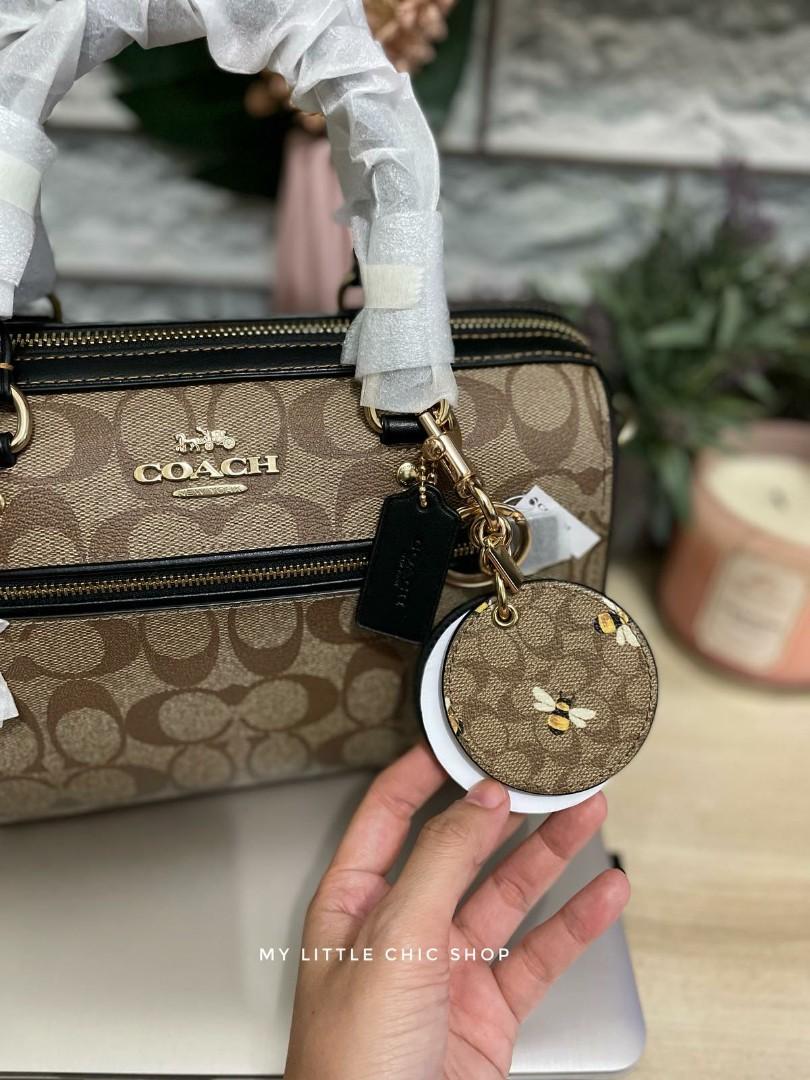 Coach Picture Frame Bag Charm in Signature Canvas with Bee Print