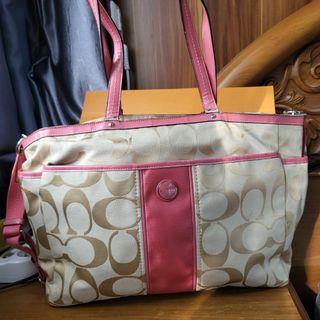Coach signature stripe multifunction bag asli