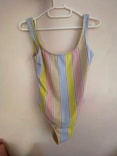 Colorful stripes one piece swimsuit