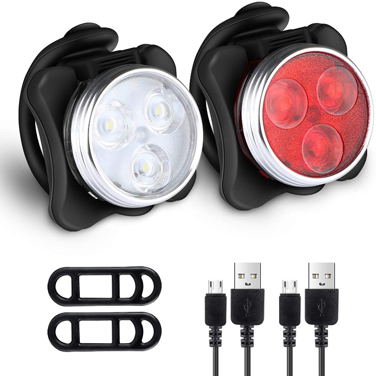 Defurhome Super Bright Bike Light Set Powerful LED USB Rechargeable Front 