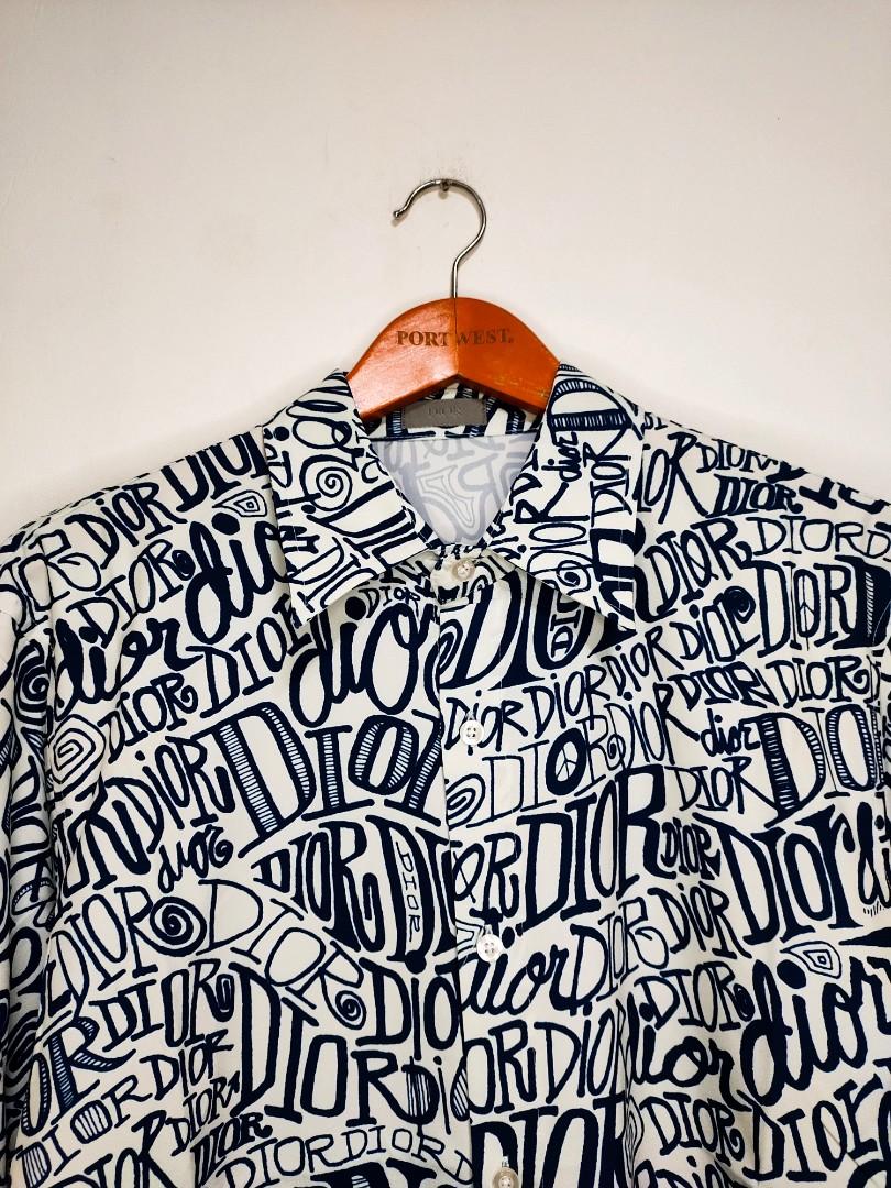 Dior Stussy All Over Print Button Up Shirt  Savonches
