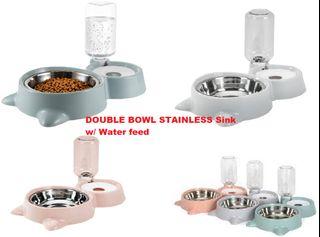 Double bowl stainless sink w/ water feeder