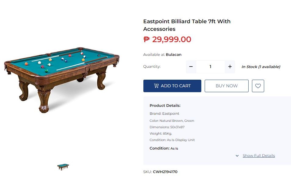 Eastpoint Billiard Table 7ft With Accessories, Sports Equipment, Sports
