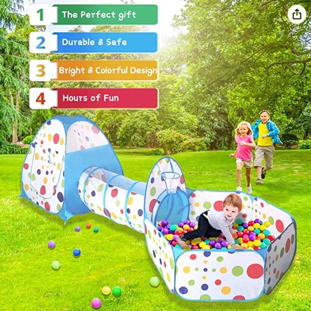 Portable Kids Play Tent Playhouse Indoor/Outdoor Ball Pit w/ Safety Mesh Folding 