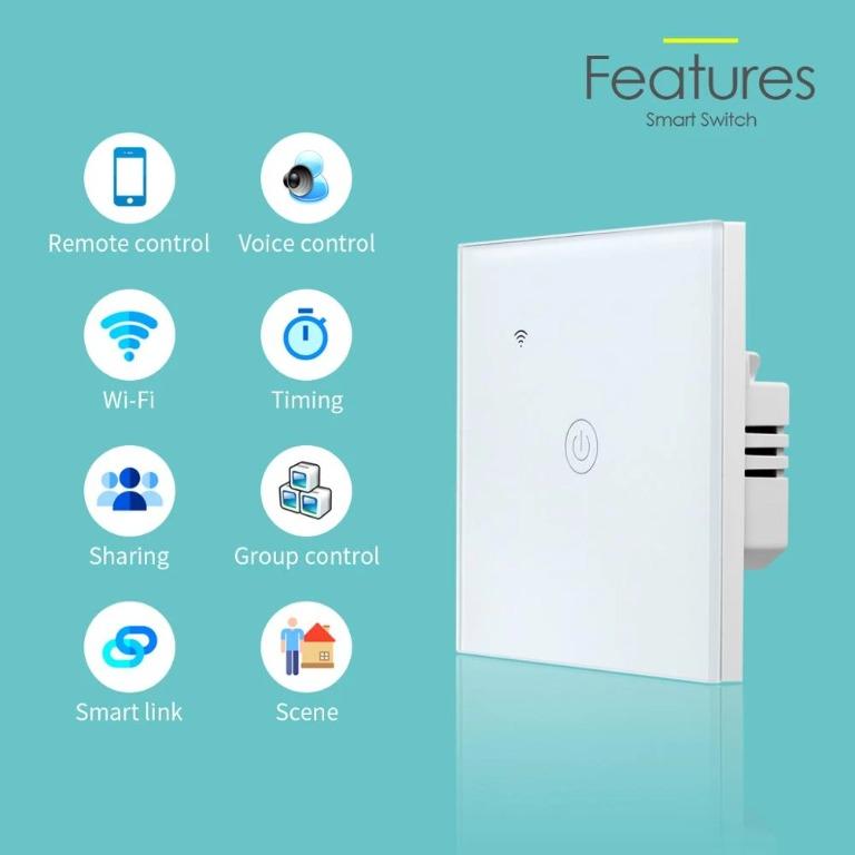 EU Standard Apple Homekit WIFI Touch Sensor Switch 2 Gang 1 Way Smart