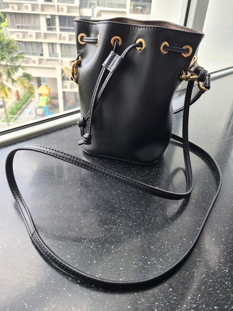 Fendi Mon Tresor Bucket Bag In FF Motif Calf Leather Black