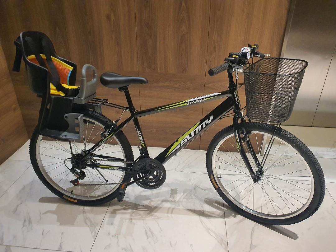 Fully customised brand new 26inch Sunny multi speed with rear child seat and front basket Sports Equipment Bicycles Parts Bicycles on Carousell