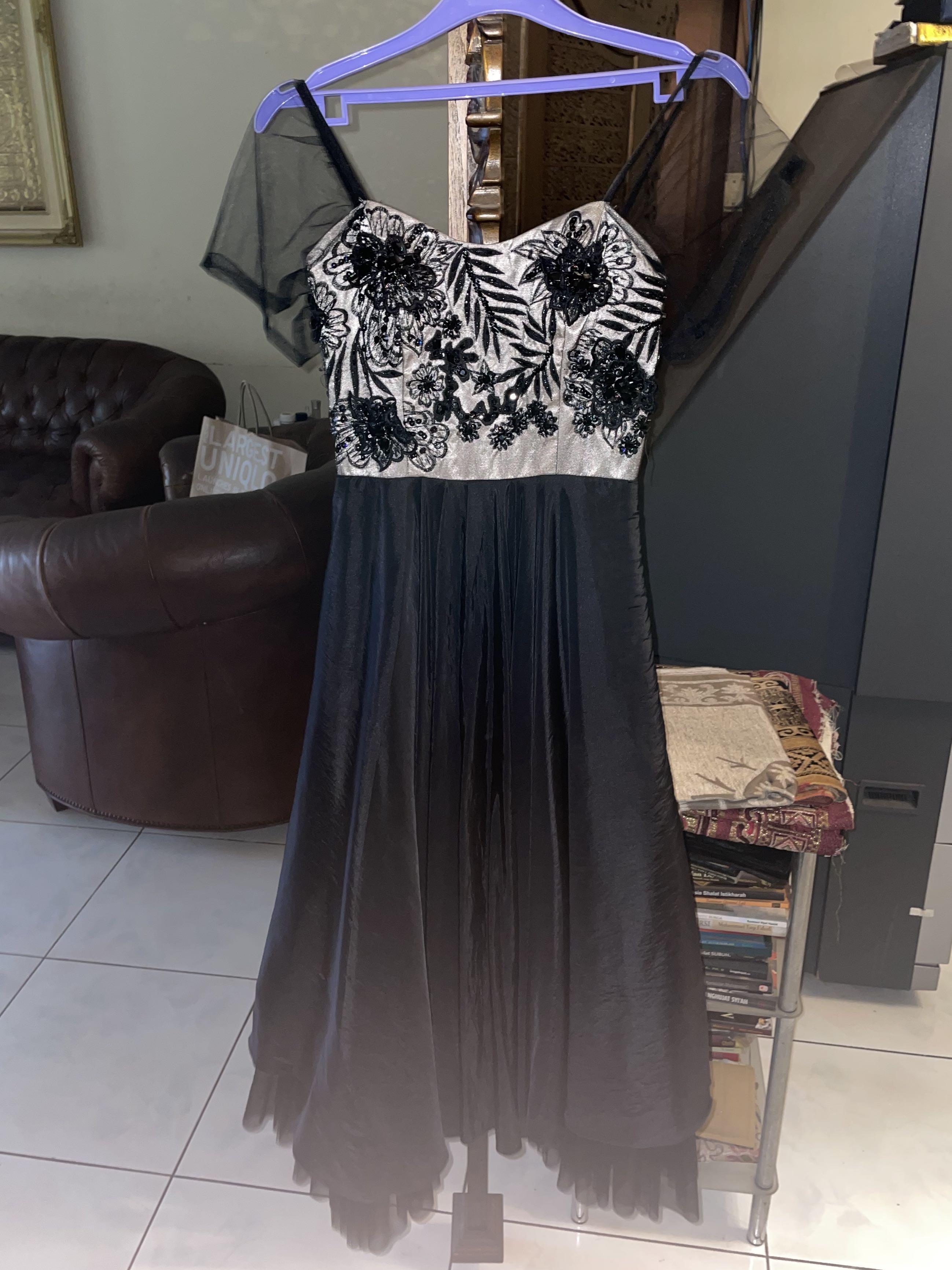 Gold \u0026 Black cocktail dress, Fesyen 