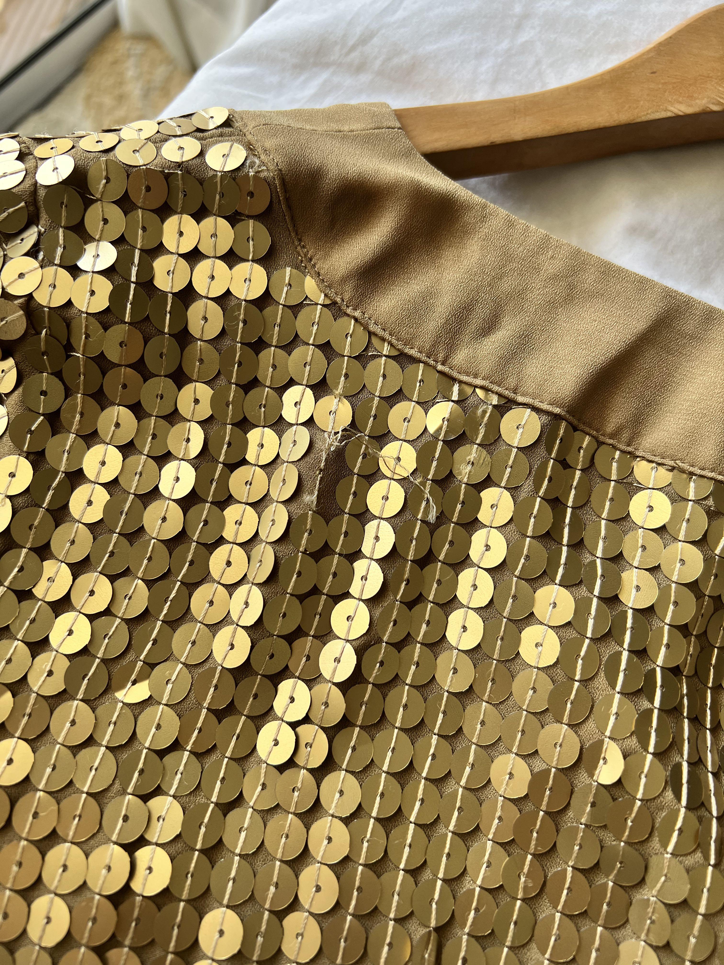 Gold Sequin Long Sleeve Tunic Top Michael Kors Women s Fashion