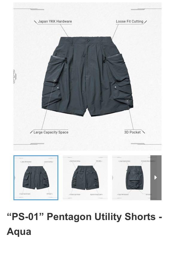 GOOPiMADE“PS-01” Pentagon Utility Shorts Aqua, 男裝, 褲＆半截裙