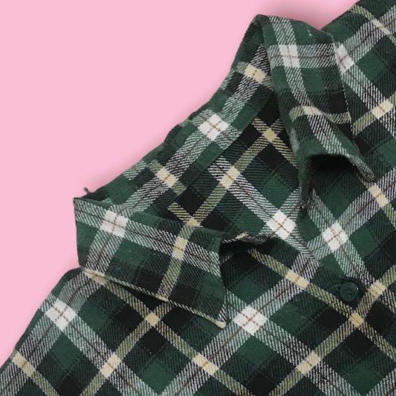 Green Plaid Shirt, Fesyen Wanita 