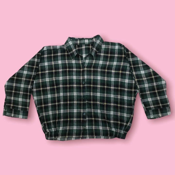 Green Plaid Shirt, Fesyen Wanita 