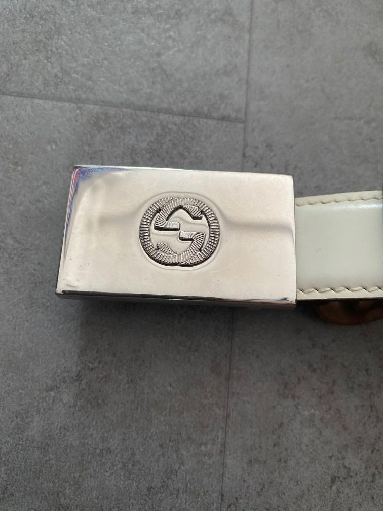 White and clearance silver gucci belt