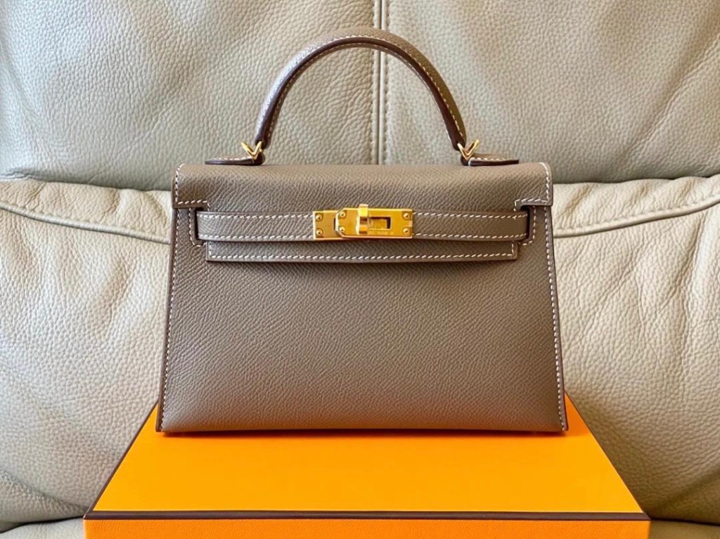 BNIB Hermes Mini Kelly Etoupe GHW, Luxury, Bags & Wallets on Carousell