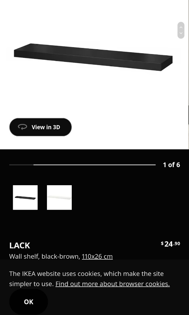 IKEA LACK black wall rack (Brand New), Furniture & Home Living