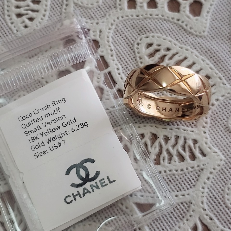 CHANEL 18K Yellow Gold Large Coco Crush Ring 57 8 1260083