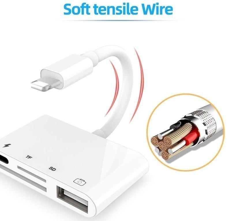 Lightning Hub, 5in1 Docking Station, 2K Lightning to HDMI Adapter, TF