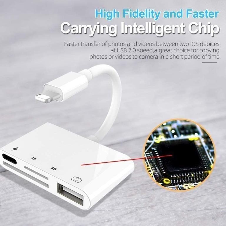 Lightning Hub, 5in1 Docking Station, 2K Lightning to HDMI Adapter, TF