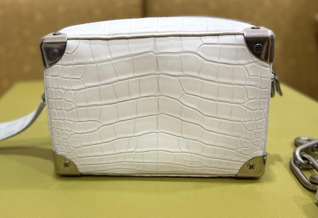 Crocodile Louis Vuitton White Trunk Bag A SHINY WHITE SILVER