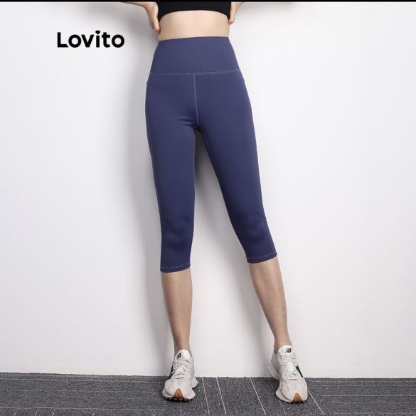 Lovito Summer Plain High Waist Sports Yoga Pants (Light Blue), Women's  Fashion, Bottoms, Jeans & Leggings on Carousell