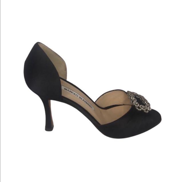 Manolo Blahnik D'Orsay Pleated Peep Toe 