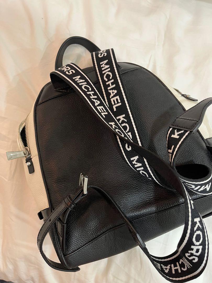 Michael Kors Rhea Zip Medium Backpack With Logo Tape Red/Black/blue Leather