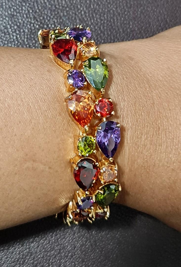 Multi Colour Stones Bracelet and Ring Set Women s Fashion