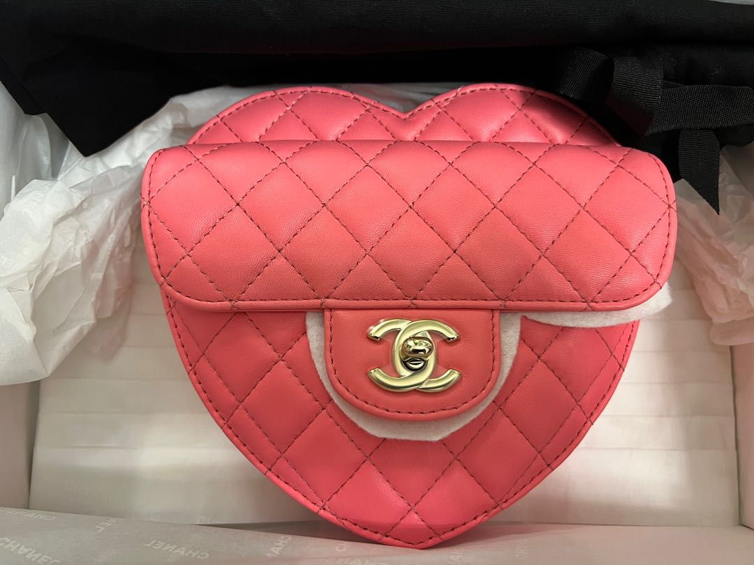 Chanel Coral Quilted Lambskin Mini Rectangular Classic Single Flap