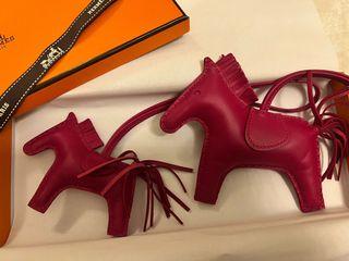Authentic NEW Hermes Rodeo Horse bag charm Rose Indie Red Pink MM