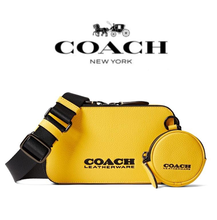 New Coach Original Limited Edition Yellow Collection Charter Slim Crossbody  in Pebble Leather with Coach Leatherware Branding Canary For Men Come With  Complete Set Suitable for Gift, Luxury, Bags & Wallets on