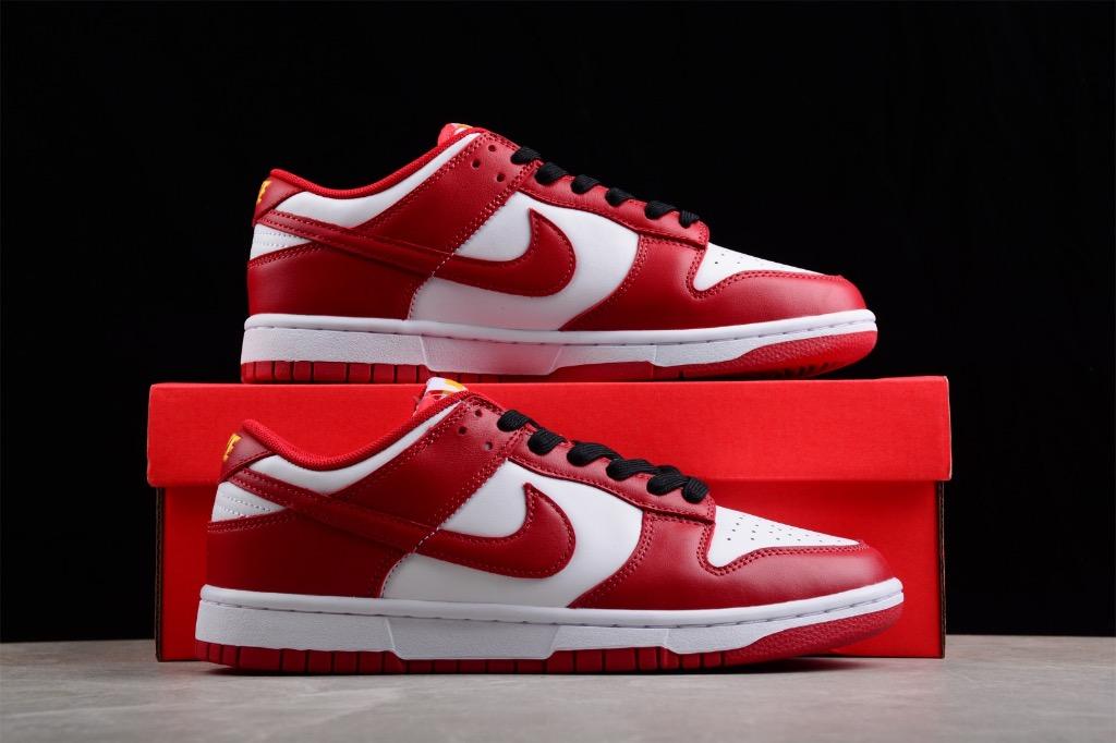 Red nike dunk low on sale