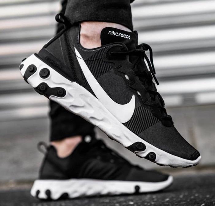 Nike React Element 55 Black White UK9 Men s Fashion Footwear