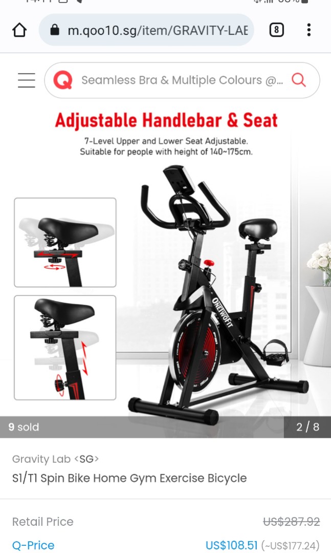 Onetwofit Exercise Bike, Sports 