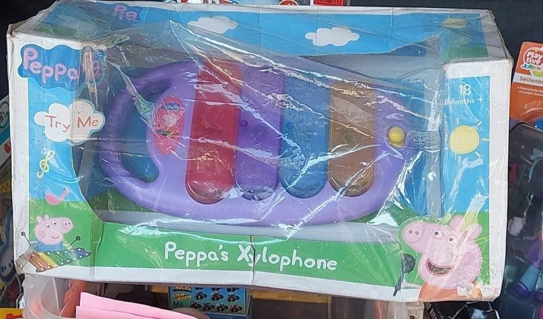 Peppa Pig Xylophone (Category: Educational & Learning Toys) located in Makati City. Submitted by aram. (Listing ID 1166995048, Image 1). Description: Peppa Pig Xylophone Box with some dents Brand new 400 only 1 set.
