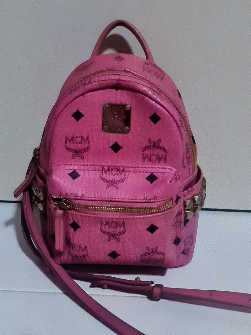 Pink MCM Mini Bag Pack Luxury Bags Wallets on Carousell