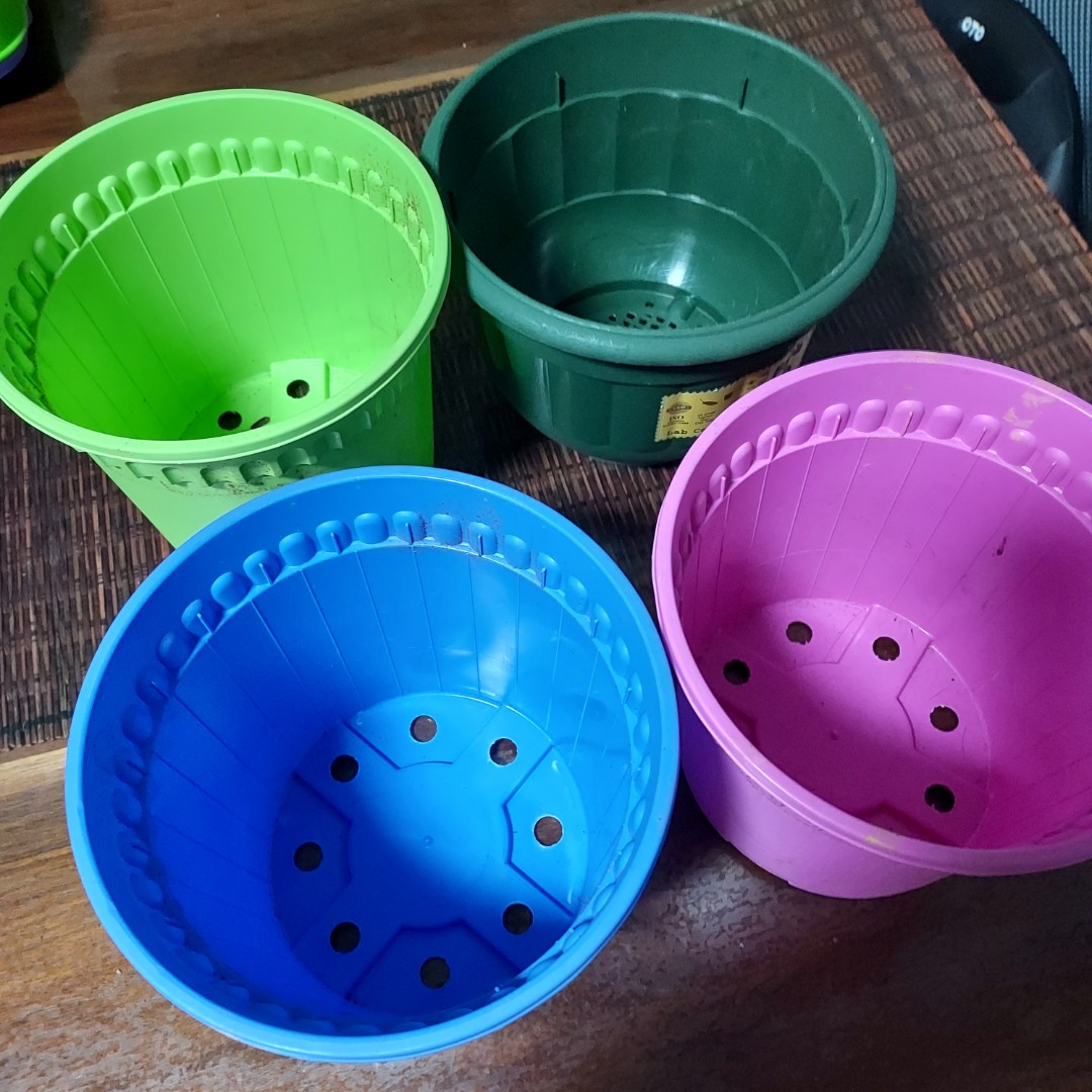 Plastic pots for plants, Furniture & Home Living, Gardening, Pots