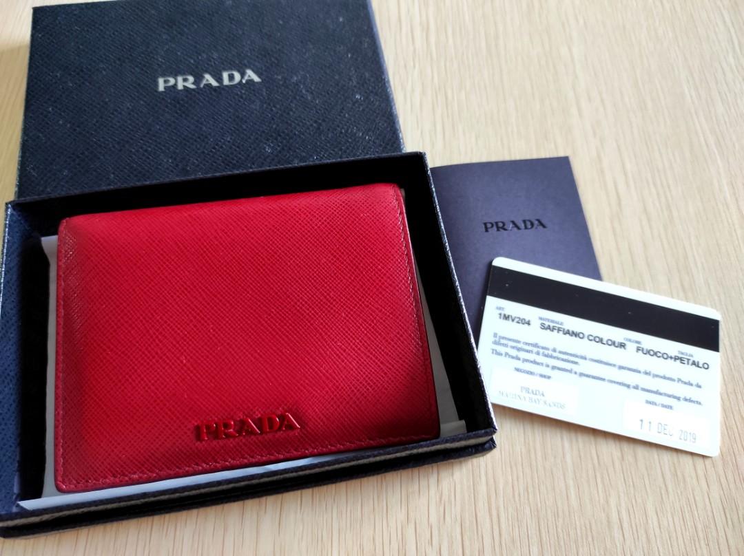 Prada Ladies Saffiano Leather Wallet (Fuoco+Petalo colour), wallet ...